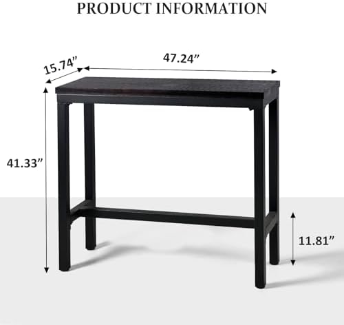 Vintage Rectangle Bar Table 41.3inch Height Narrow Pub Desk Farmhouse Display Stand in Hallway Industrial Breakfast Table for Kitchen Living Room