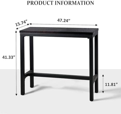 Vintage Rectangle Bar Table 41.3inch Height Narrow Pub Desk Farmhouse Display Stand in Hallway Industrial Breakfast Table for Kitchen Living Room