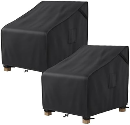 MR. COVER Patio Chair Covers Waterproof, Outdoor Furniture Covers for Rocking Chair, Heavy Duty Anti UV Chair Cover, Fits up to 32"W x 42"D x 35"H, Air Vent and Handles Included,Black, 2 Pack