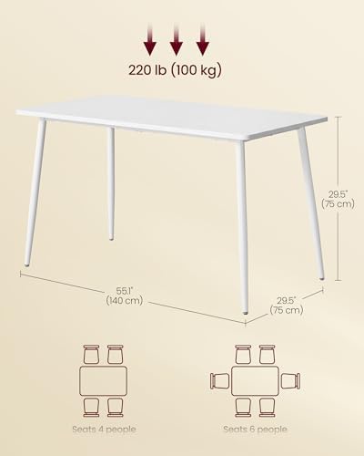 VASAGLE 55.1" Dining Table for 4-6 People, Modern Kitchen Table