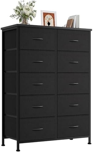 DUMOS 10 Drawer Dresser for Bedroom, Storage Organizer Chest of Drawers