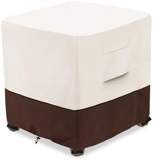 Bitubi Waterproof Patio Ottoman Cover, Heavy Duty Square Outdoor Side Table Furniture Covers Size 32L x 32W x 18H inch (Brown)