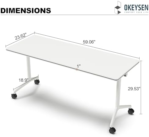 Okeysen Conference Room Table 6 Pack, Modern Folding Training Tables with Flip Top, Mobile Table with Four Locking Wheels, Executive Desk for Meeting Room, Office, Classroom 59.06”x23.62”x29.53”