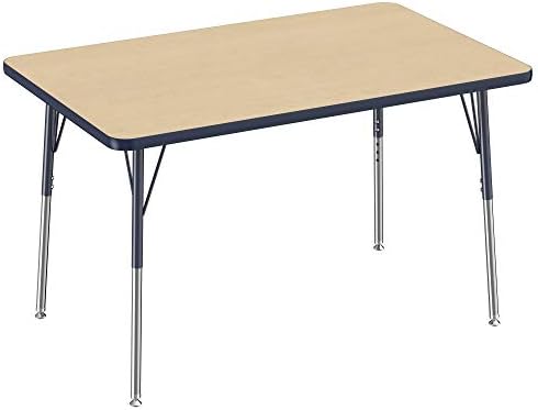 FDP 30" x 48" Rectangle Table with Swivel Glide Legs - Maple/Navy