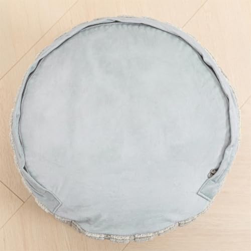 Asuprui Round Ottoman Pouf Foot Stool, Light Gray, 20x14In,Couch Foot Rest