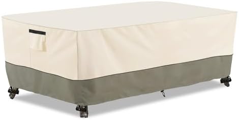 Bitubi Waterproof Patio Coffee Table Cover, Rectangular Outdoor Small Side Table Cover - Fits up to 48L x 28W x 16H inches, Beige