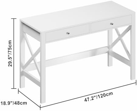 ChooChoo 47.2 Inches Farmhouse Computer Desk with 2 Drawers