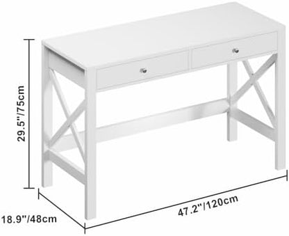 ChooChoo 47.2 Inches Farmhouse Computer Desk with 2 Drawers