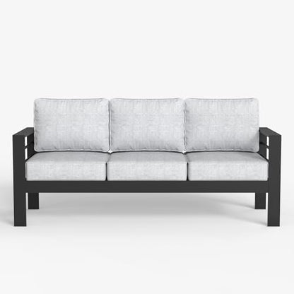 LayinSun Aluminum Patio Couch Sofa, All-Weather Metal Modern 3 Seater Outdoor Sofa with 5" Thick Cushion