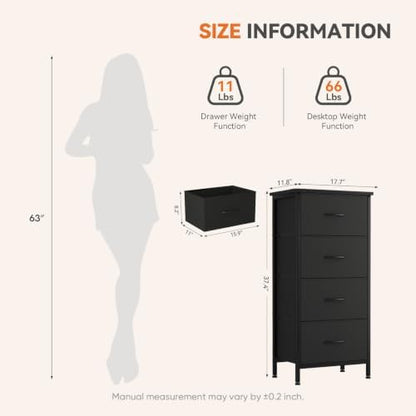 Sweetcrispy Dresser for Bedroom, 4 Drawer Storage Cabinet, Tall Nightstand