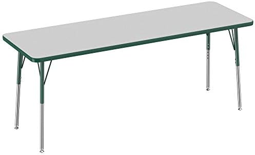 FDP 24" x 72" Rectangle Table with Swivel Glide Legs - Gray/Green