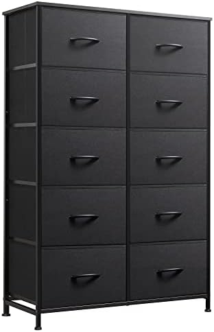 WLIVE Tall Dresser for Bedroom with 10 Drawers, Black