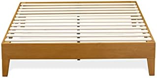 East West Furniture NVP-23-F Full Platform Bed Frame with 4 Solid Wood Legs and 2 Extra Center Legs - Oak Finish