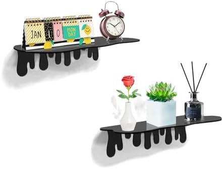 SetGame 2-Pack Small Acrylic Shelves, 12 Inch Floating Shelves, Black