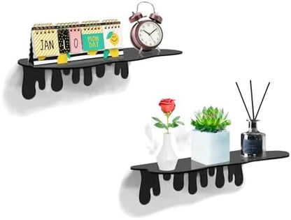 SetGame 2-Pack Small Acrylic Shelves, 12 Inch Floating Shelves, Black