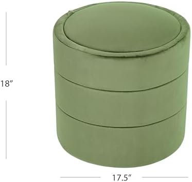 Spatial Order 18" Storage Round Ottoman - Green Velvet