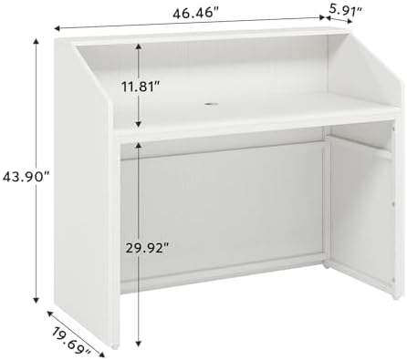 LITTLE TREE 47-Inch Reception Desk with Counter, White Front Desk Reception Room Table, Retail Counter for Checkout, Modern Welcome Desk for Lobby, Office, Beauty Salon