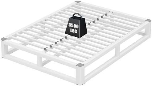 10 Inch Metal King Bed Frame with Rounded Corner, Steel Support