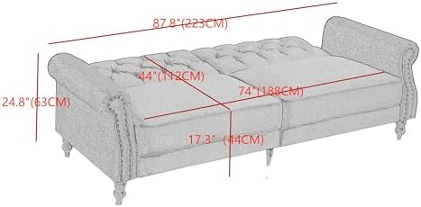 Legend Vansen 87.8 inchs Convertible Velvet Bed Sleeper Futon Sofas, Cream