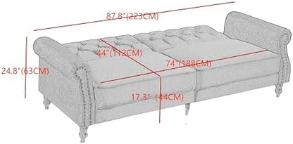 Legend Vansen 87.8 inchs Convertible Velvet Bed Sleeper Futon Sofas, Cream