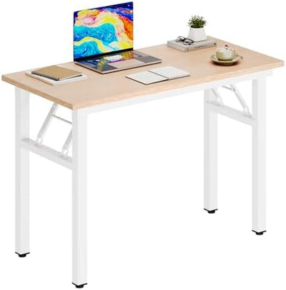 DlandHome 31.5 Inch Small Folding Computer Desk for Home Office, Pink Oak