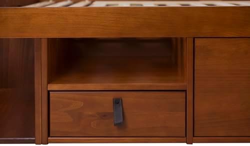 memomad Bali Slim Set: Bed + Flat Headboard, Queen Size, Caramel Brown