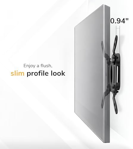 Mount-It! Fixed TV Wall Mount, Ultra Low Profile 0.94", Fits 13–50" TVs & Monitors up to 66 lbs, VESA 75x75–200x200, Flush Mount, Single Stud, Small Flat TV Wall Bracket for Bedroom & Office