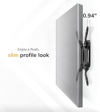 Mount-It! Fixed TV Wall Mount, Ultra Low Profile 0.94", Fits 13–50" TVs & Monitors up to 66 lbs, VESA 75x75–200x200, Flush Mount, Single Stud, Small Flat TV Wall Bracket for Bedroom & Office