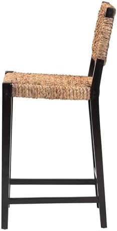 Bali & pari Alise Seagrass and Mahogany Wood Chair, Bar Stool, Dark Brown