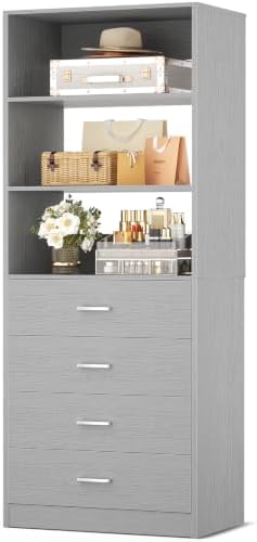 Aheaplus Closet Drawers System, 21.3" Wood Closet Organizer with 4 Drawers