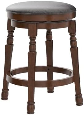 24 Inch Swivel Bar Stools Set of 4, Rubber Wood, Brown
