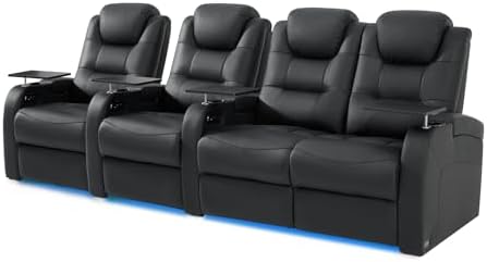 comfiroom Home Theater Seating, Top-Grain Leather Power Recliner Chair