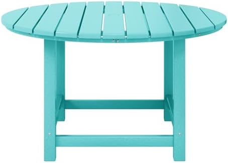 WestinTrends Malibu Kids Outdoor Patio Furniture HDPE 38" Wide Round Dining Table, Turquoise