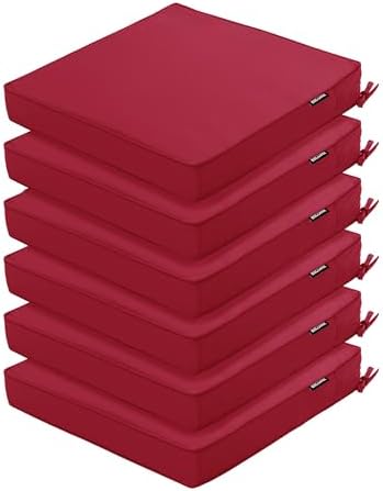 Outdoor Chair Cushions Set of 6, 19 x 19 x 3 Inch Seat Pads
