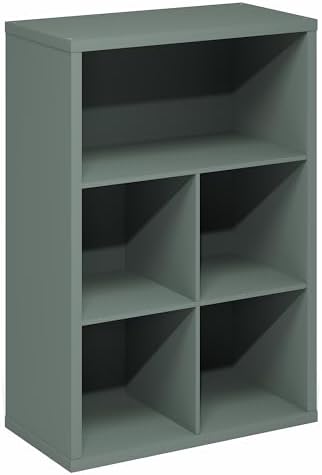 5-Cube Bookcase, Cube Storage Organizer Bookshelf, Closed Back Book Shelf, 15.3 x 29.9 x 43.3, for Bedroom, Home Office, Living Room, Sage Green