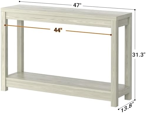 Besiost 47" Farmhouse Wood Entryway Table Narrow Console Table with Storage Behind Couch Sofa Table with Shelves Entry Way Table with Open Storage,Classical Washed Oak