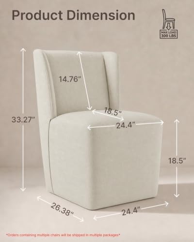 KISLOT Upholstered Dining Chairs Set of 4 with Hidden Casters, Linen