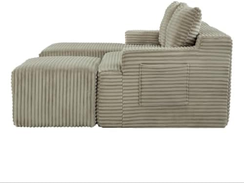 Boneless Sectional Cloud Sofa W/Moavble Ottoman and Chaise Lounge