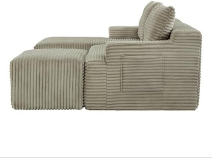 Boneless Sectional Cloud Sofa W/Moavble Ottoman and Chaise Lounge