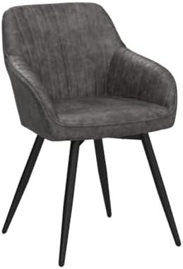 Faux Leather Accent Chair Set of 2 Upholstered Living Room Chair Brown Gray