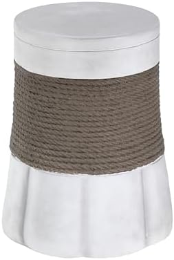 Merax Outdoor Light Gray & Brown Retro Side Table, Woven Rope & Fan-Base MGO End Table for Patio, Living Room & Office Decor