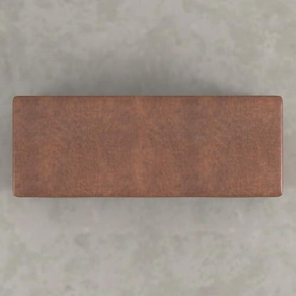 SIMPLIHOME Avalon 48" Vegan Leather Ottoman in Distressed Pecan Brown