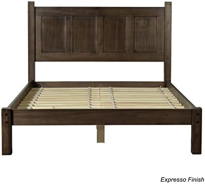 Grain Wood Furniture Shaker Solid Wood Panel Platform Bed, Queen Size, Expresso