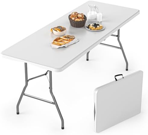 6FT Folding Tables for Camping Party Picnic, Dinning, School, White