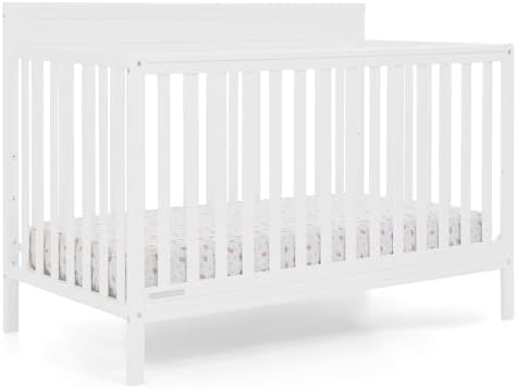 Delta Children Isabelle 6-in-1 Convertible Crib, Converts to Toddler Bed, Daybed, Sofa & Full Bed with/Without Footbaord, Greenguard Gold Certified, Mattress Heights, Bianca White