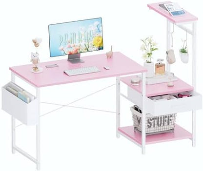 Pamray 50 Inch Small Gaming Computer Desk with Drawers and Shelves
