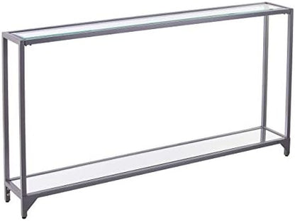 SEI Furniture - Bergen Narrow Console Table - Silver - Transitional Design, Metal and Glass - Ideal for Entryway, Living Room (CM3656)