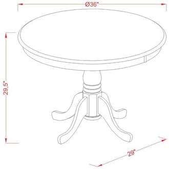 East West Furniture ANT-LOK-TP Antique Mid-Century Modern Dining Table - a Round Dining Table Top with Pedestal Base, 36x36 Inch, Linen White & Oak
