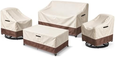 4-Piece Patio Furniture Set Covers Outdoor Waterproof 600D Heavy Duty