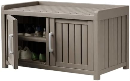 2 Doors Outdoor Shoe Storage Cabinet Waterproof for Entryway, Hallway, Gray